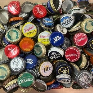 Over 3lbs Beer Bottle Caps Used /Bent Mixed Lot Caps  Craft Projects Collecting
